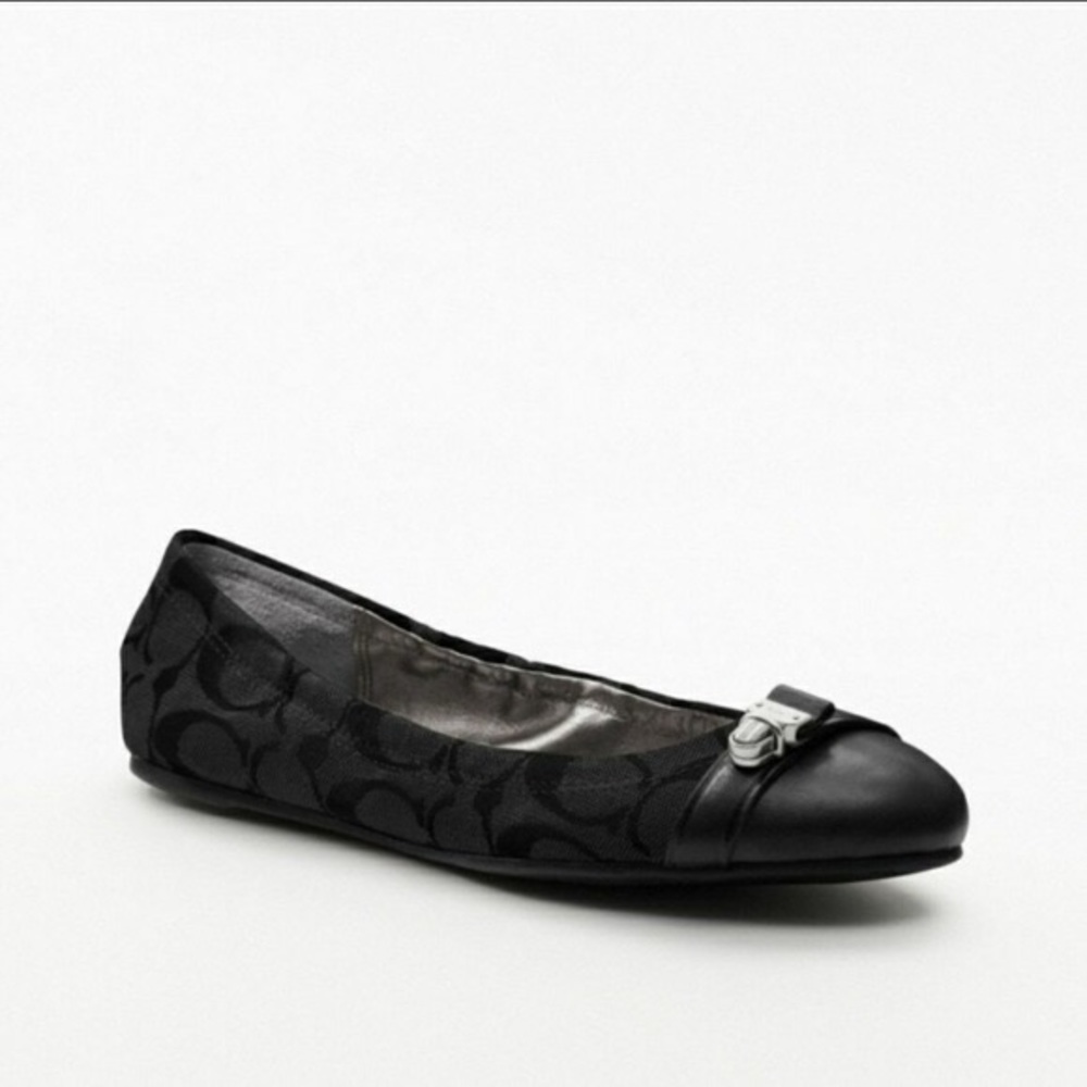 Coach Delphine Logo Jacquard Cap Toe Ballet Flats